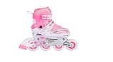 Ролики (роликовые коньки) детские раздвижные: 8101, размер М (32-35), колеса светящиеся, цвет розовый