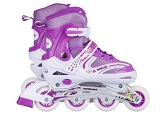 Ролики (роликовые коньки) детские раздвижные: 8101, размер S (28-31), колеса светящиеся, цвет фиолетовый