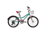 Велосипед двухколесный с корзинкой, 6 скоростей 20" Black Aqua "Bella" (мятно-розовый)